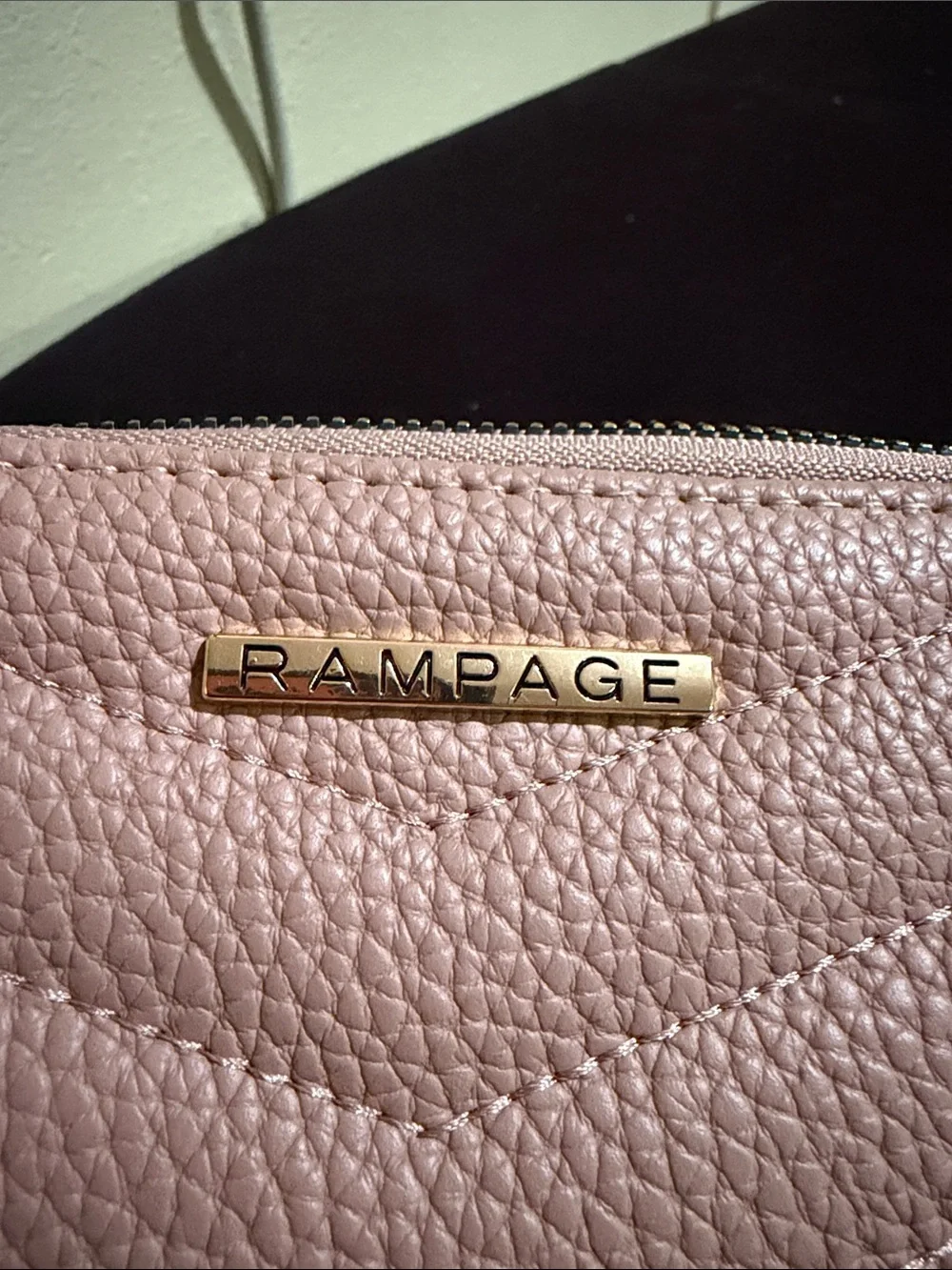 Rampage Quilted Pebble Zip Wallet - Blush Pink with Gold Hardware